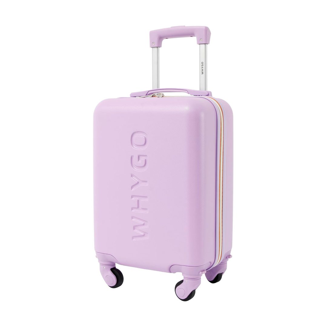 Trolley bagaglio a mano lilla, rigido, con quattro ruote