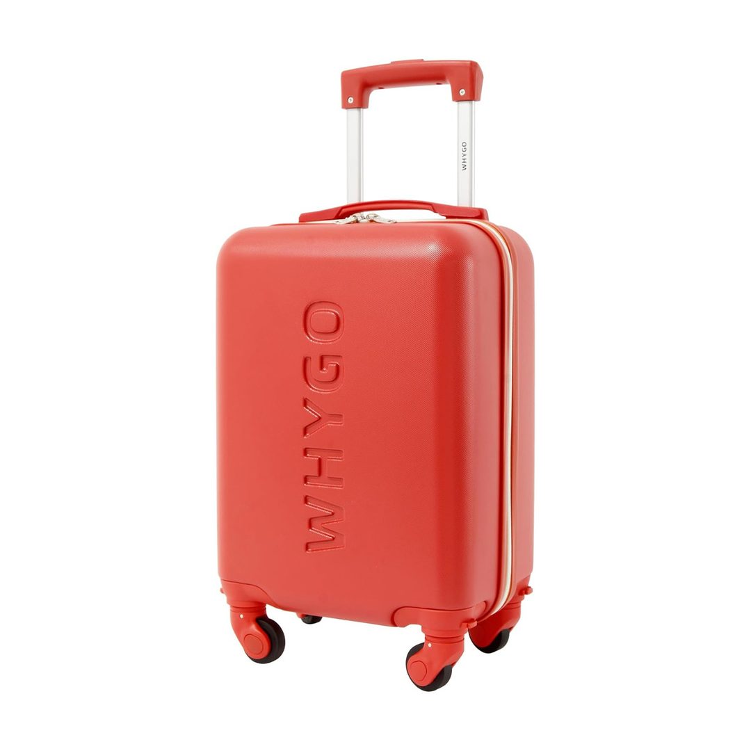 Trolley bagaglio a mano rosso, rigido, con quattro ruote